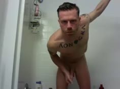 Hunky Tat Man in Shower
